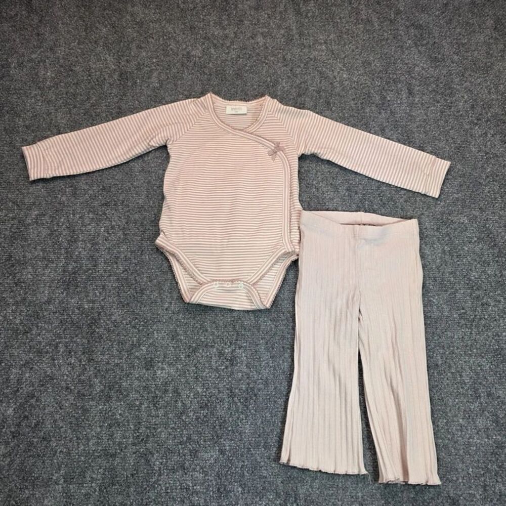 Baby Girls Pink Striped Bodysuit & Ribbed Pants Set 18M